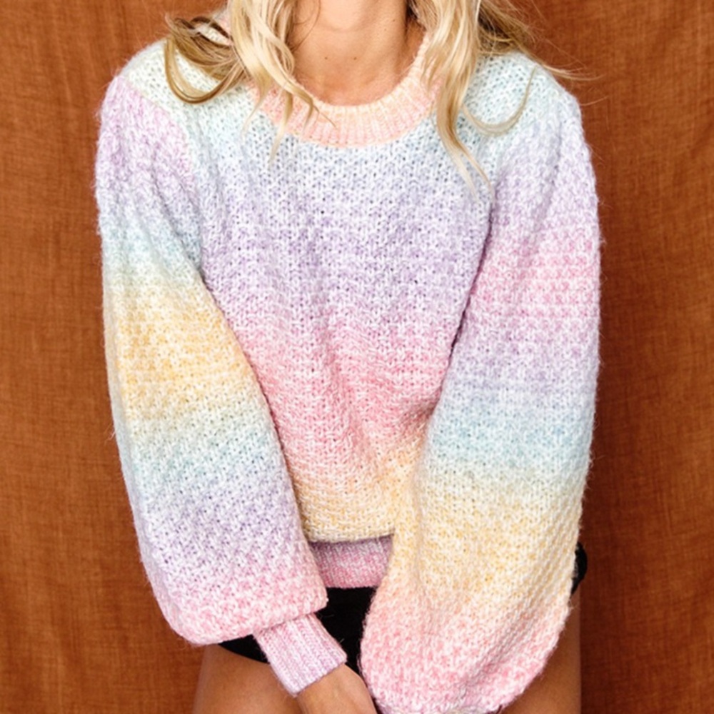NWOT Colorful Pastel Long Sleeve Sweater
